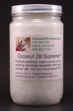 Coconut Oil Supreme™ in a 32 fl. oz. wide-mouthed glass jar. 
